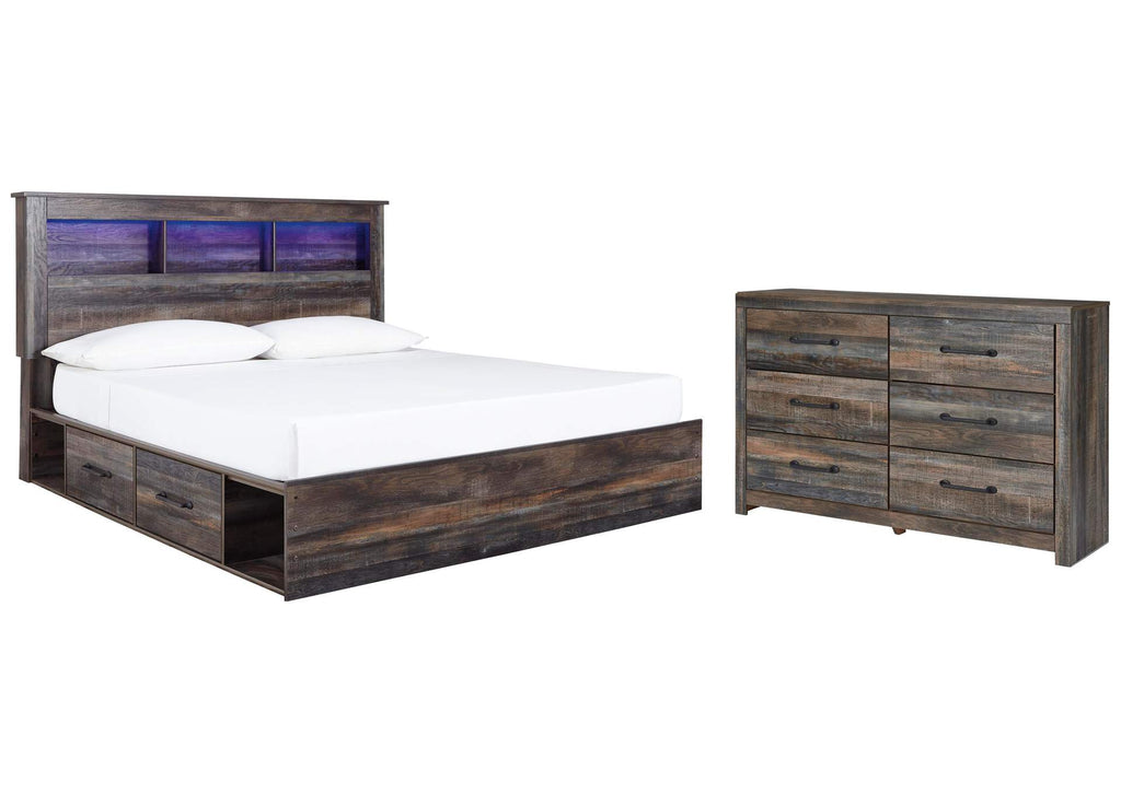 Drystan King Bookcase Bed with 2 Storage Drawers with Dresser