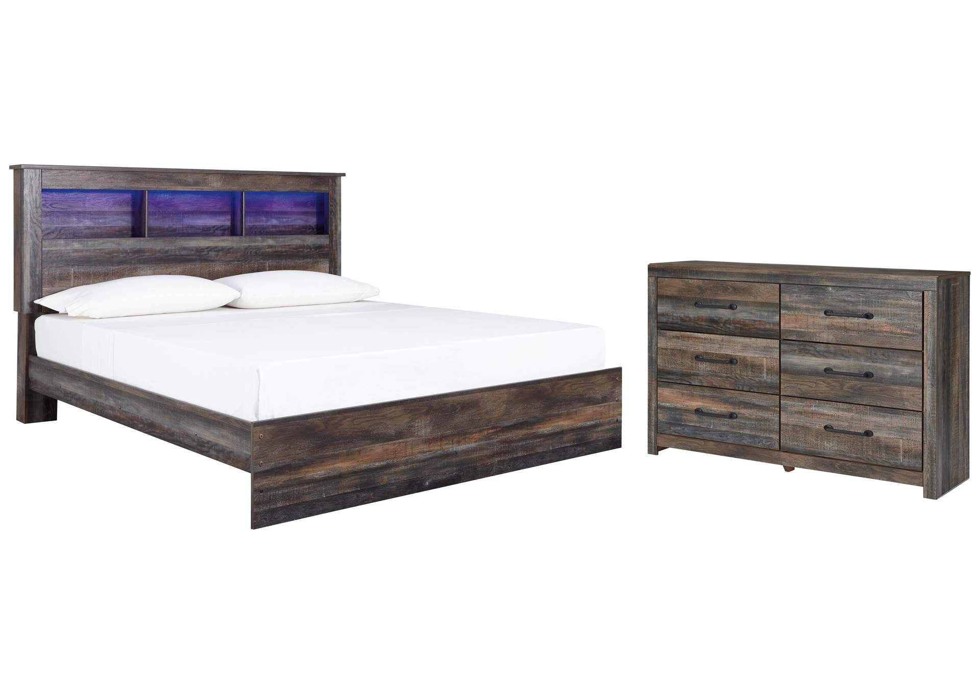 Drystan King Panel Bookcase Bed with Dresser
