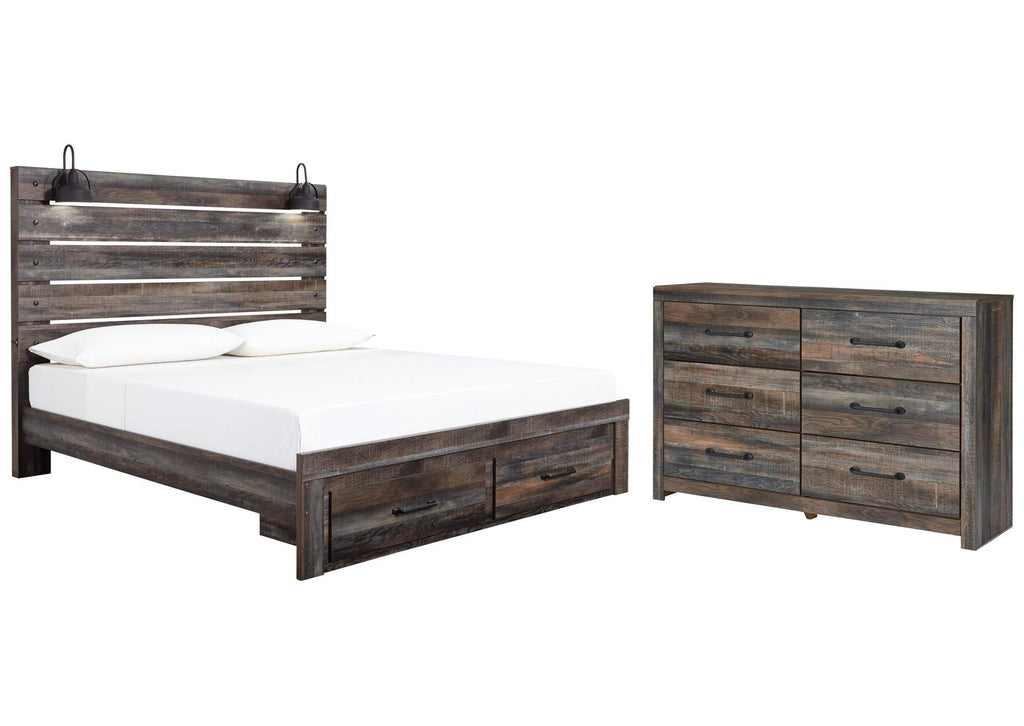 Drystan King Panel Bed with Storage with Dresser