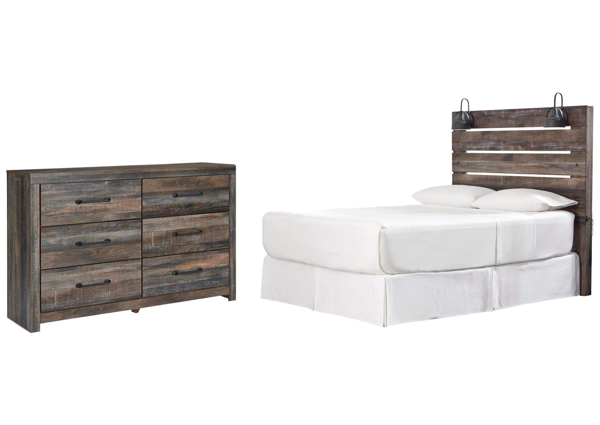 Drystan Queen Panel Headboard Bed with Dresser