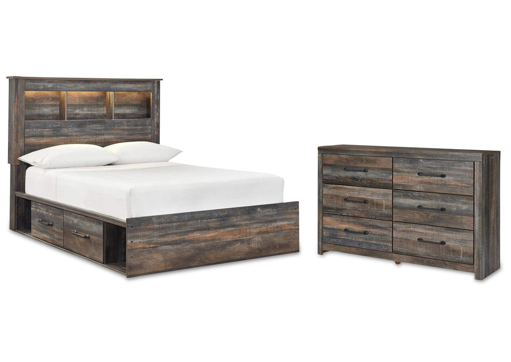 Drystan Full Bookcase Bed with 2 Storage Drawers with Dresser