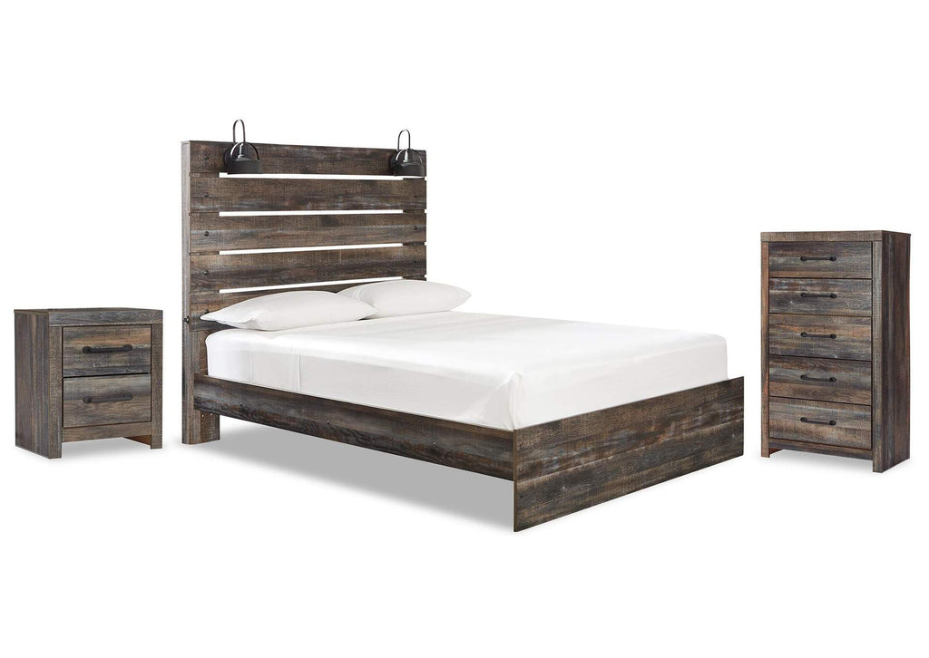Drystan Queen Panel Bed with Chest and Nightstand