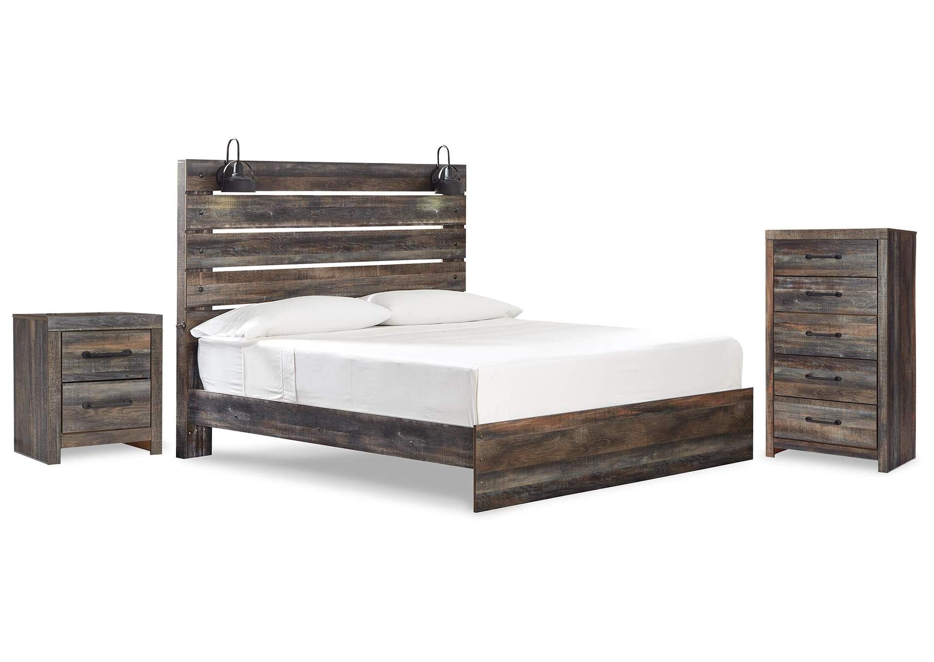 Drystan King Panel Bed with Chest and Nightstand