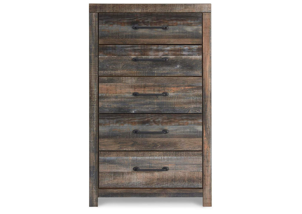 Drystan King Bookcase Bed with 4 Storage Drawers with Mirrored Dresser and Chest
