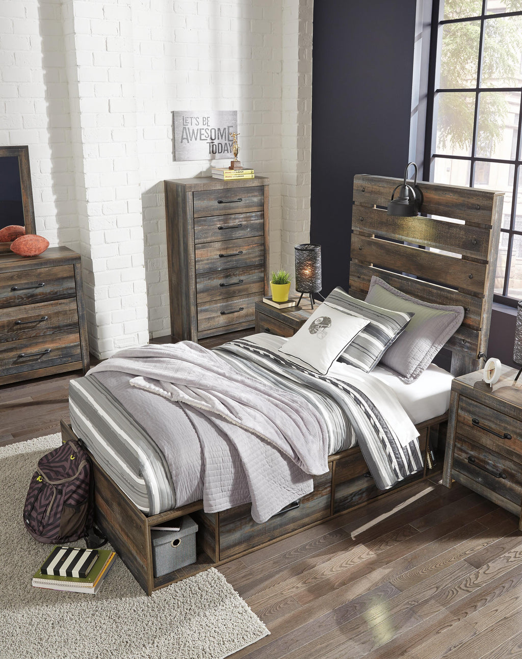 Drystan Twin Panel Bed with 2 Storage Drawers - image 5