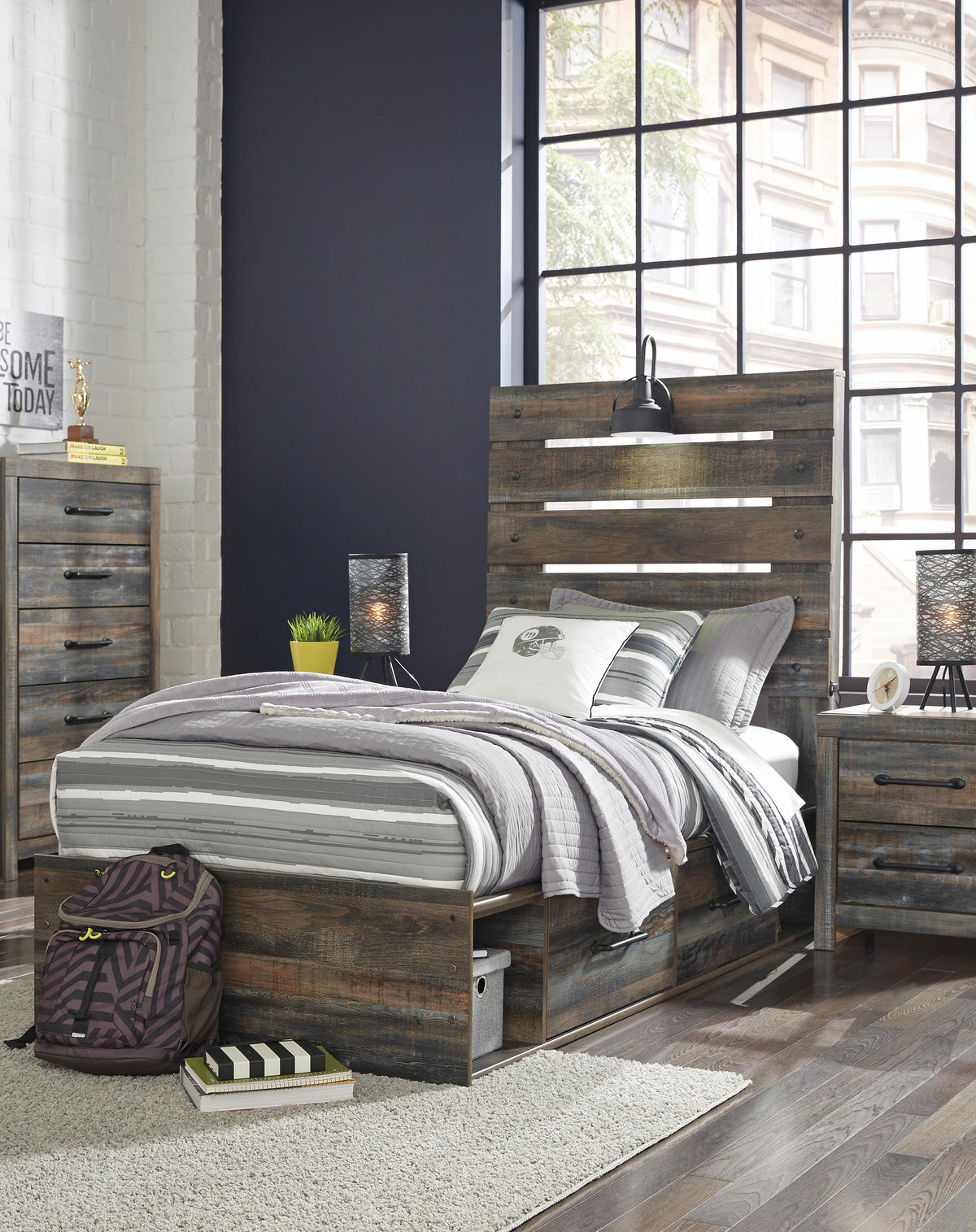 Drystan Twin Panel Bed with 4 Storage Drawers - image 7