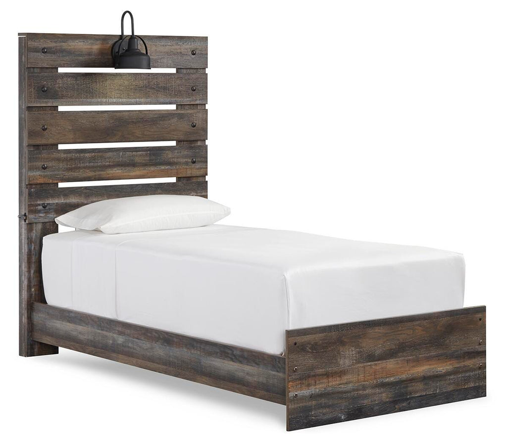 Drystan Twin Panel Bed in Multi, angle view