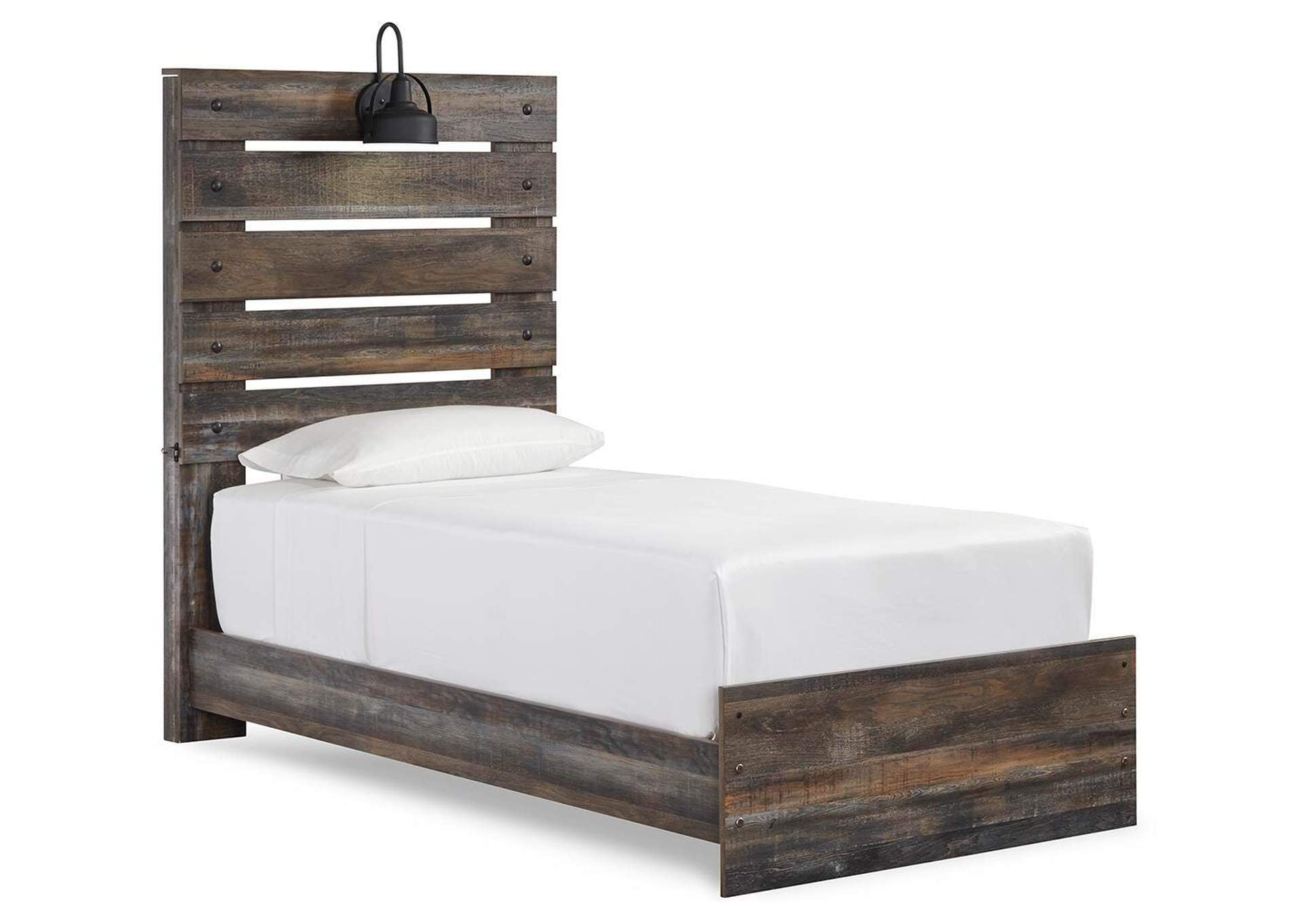 Drystan Twin Panel Bed, Dresser, Mirror, Chest and 2 Nightstands angled view