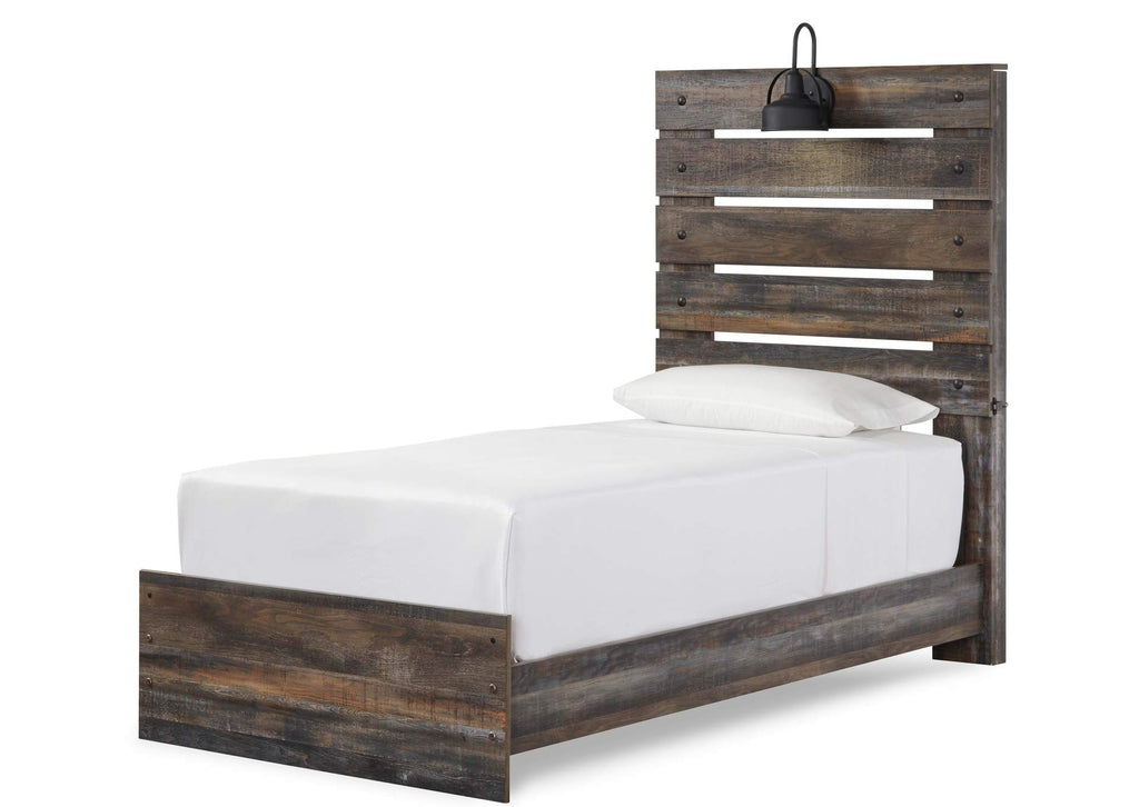 Drystan Twin Panel Bed with Dresser angled view