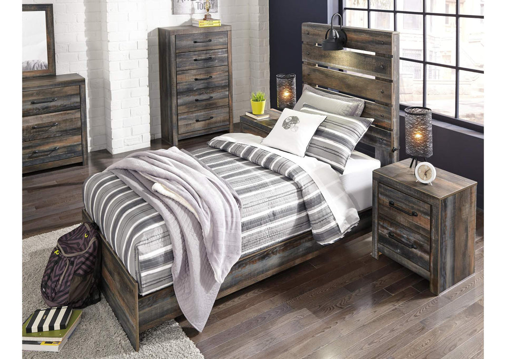 Drystan Twin Panel Bed with Nightstand