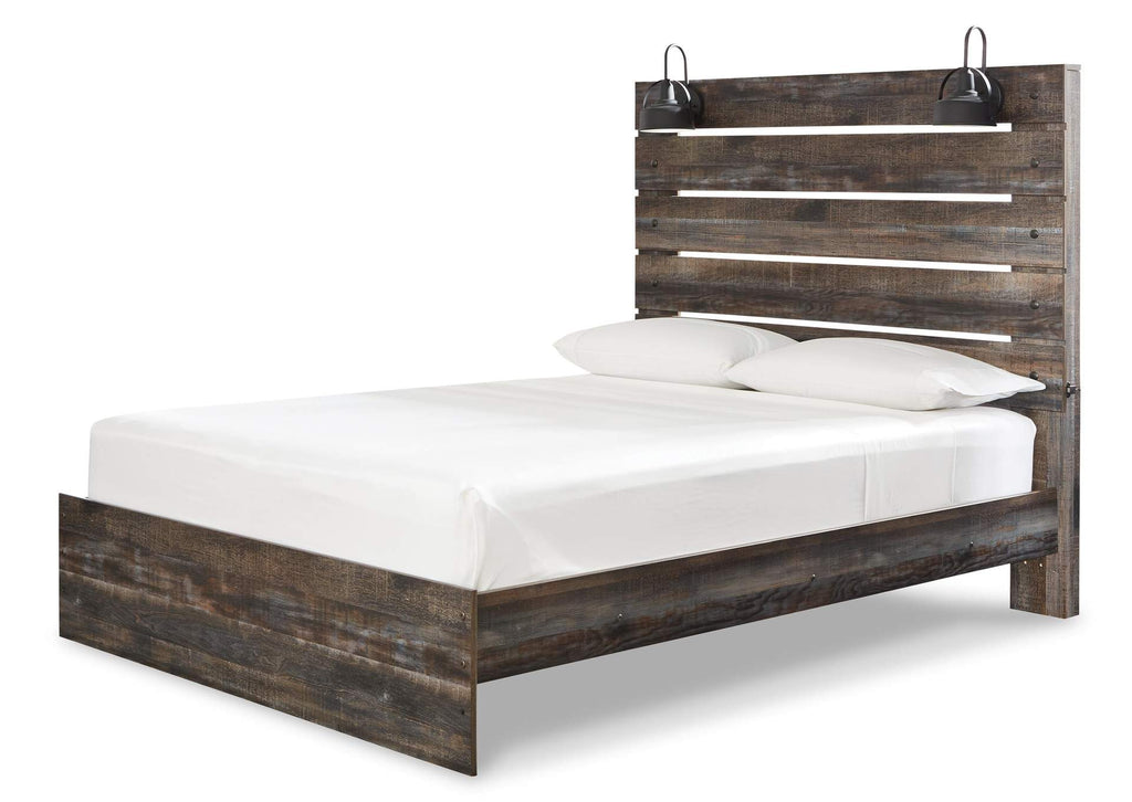 Drystan Queen Panel Bed with Chest and Nightstand angled view