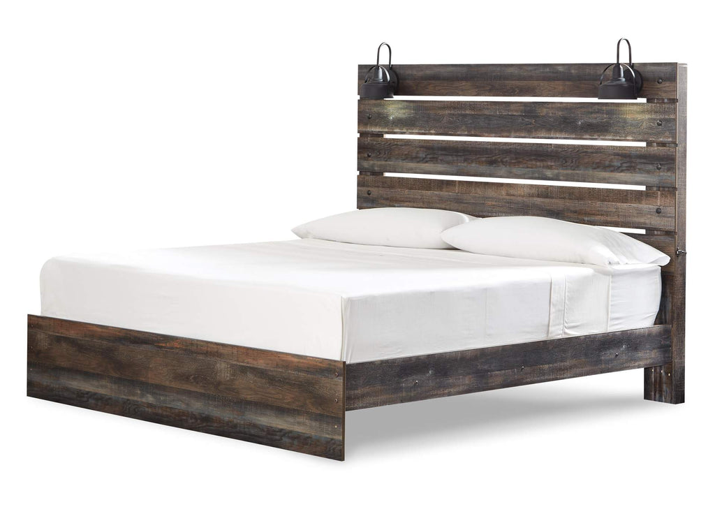 Drystan King Panel Bed with Chest and Nightstand angled view