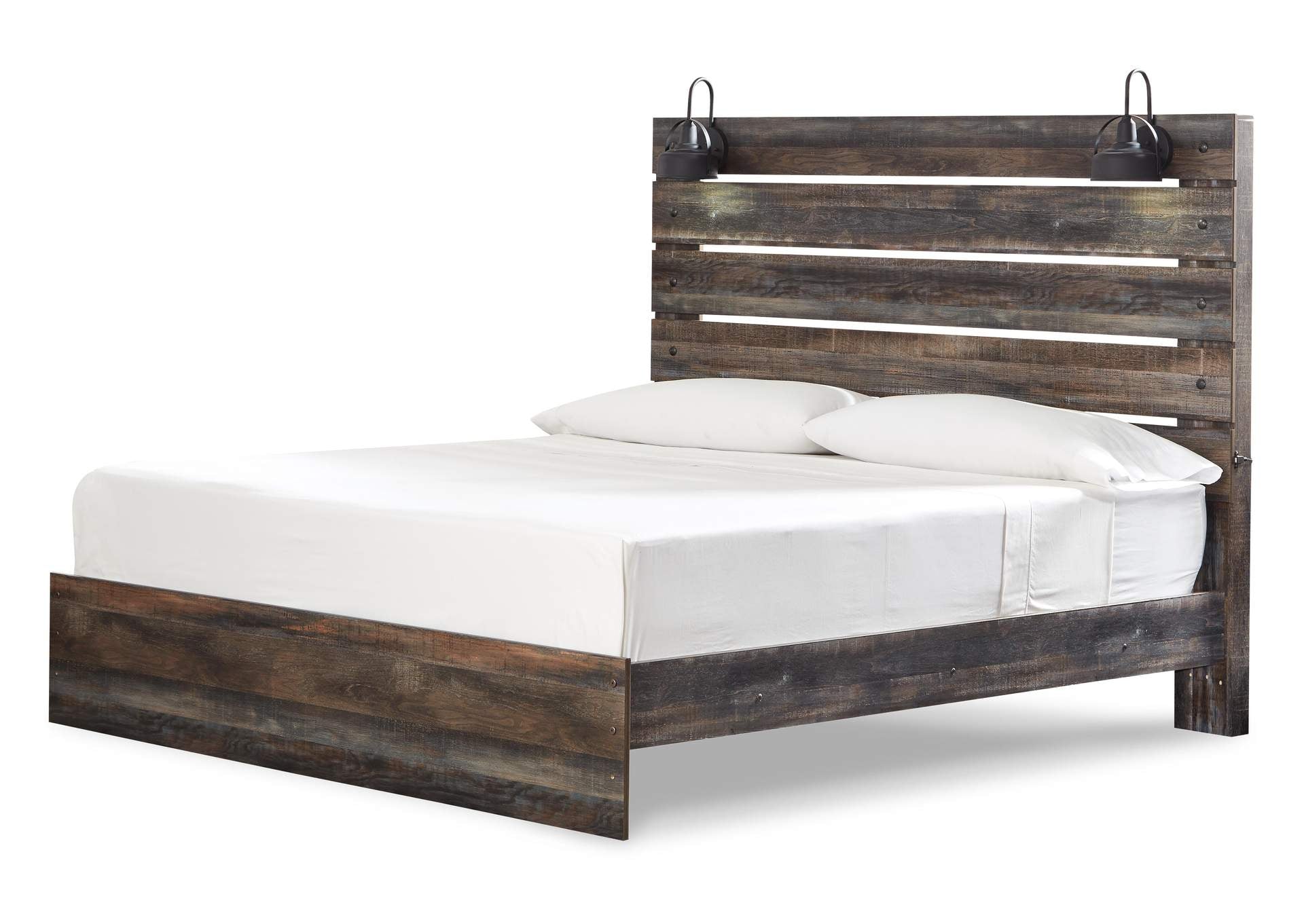 Drystan King Panel Bed with Chest and Nightstand angled view