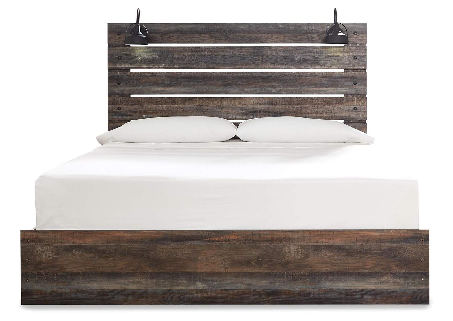 Drystan King Panel Bed with Chest and Nightstand front view