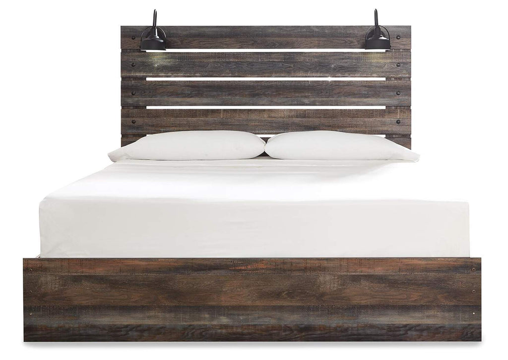 Drystan King Panel Bed with Dresser and Nightstand front view