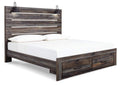 Drystan King Panel Bed with Storage with Mirrored Dresser, Chest and Nightstand