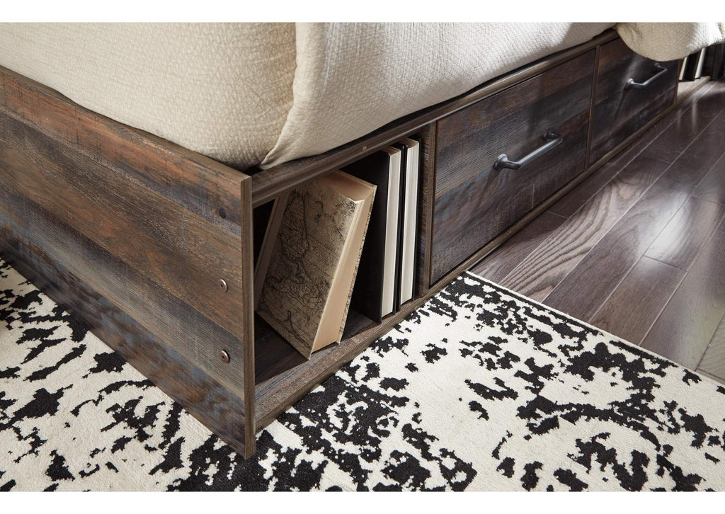 Drystan Full Panel Bed with 4 Storage Drawers with Mirrored Dresser detail