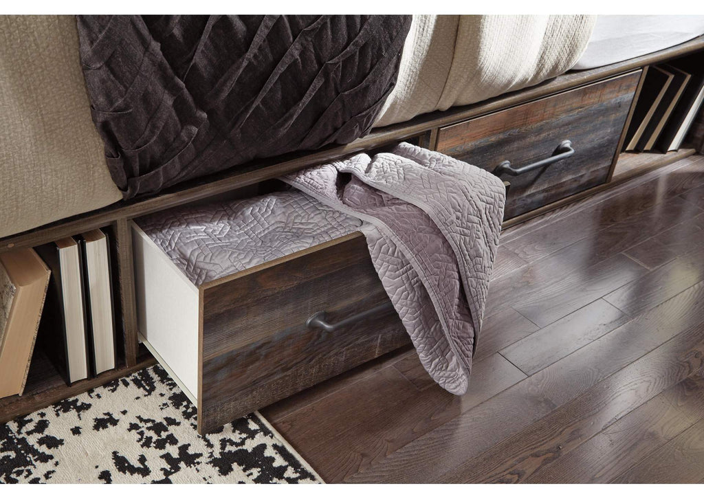Drystan King Panel Bed, Dresser, Mirror, Chest and 2 Nightstands detail
