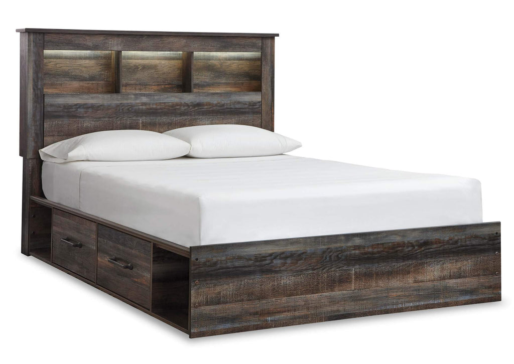 Drystan Queen Bookcase Bed with 4 Storage Drawers and Dresser