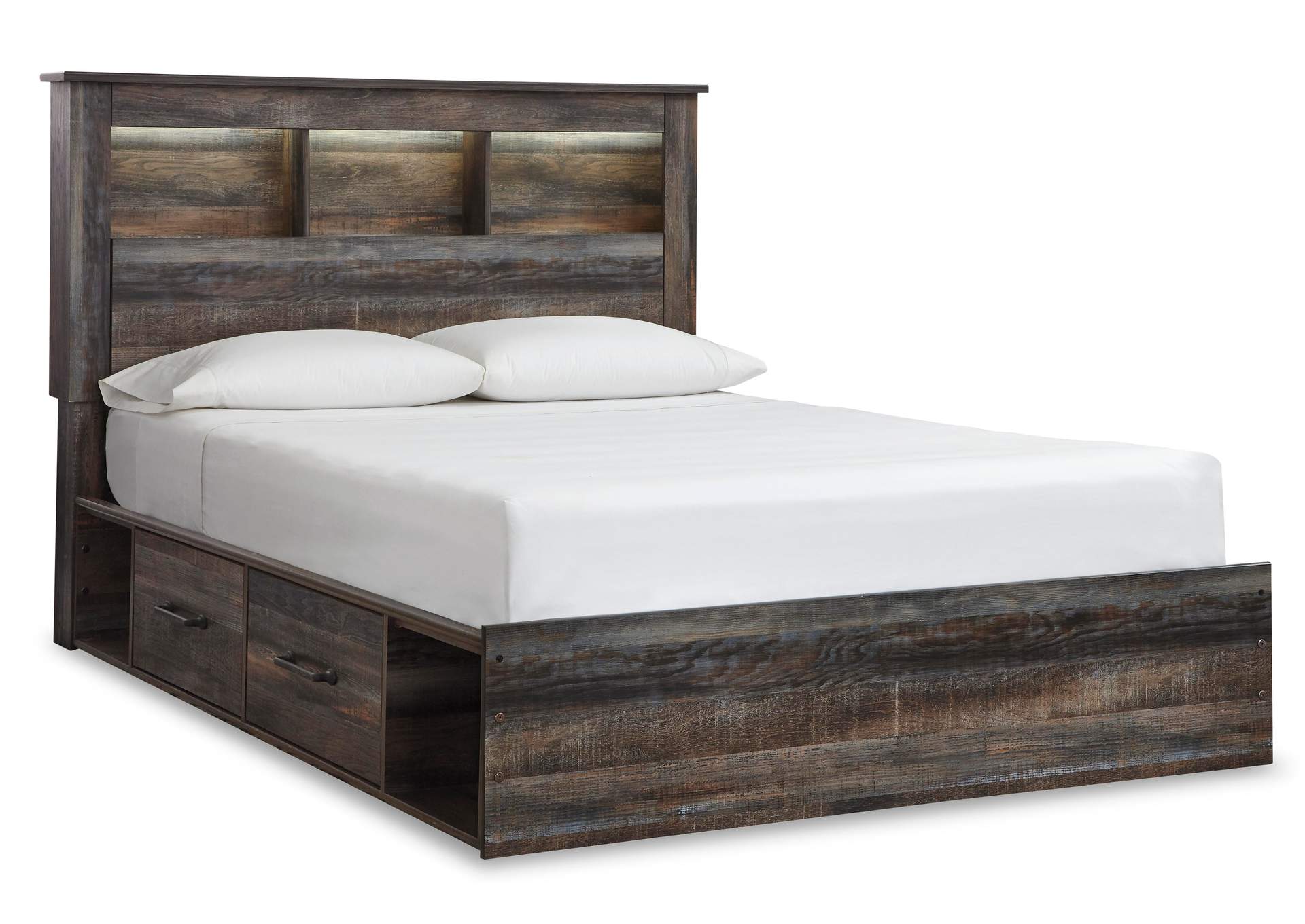 Drystan Queen Bookcase Bed with 4 Storage Drawers and Dresser