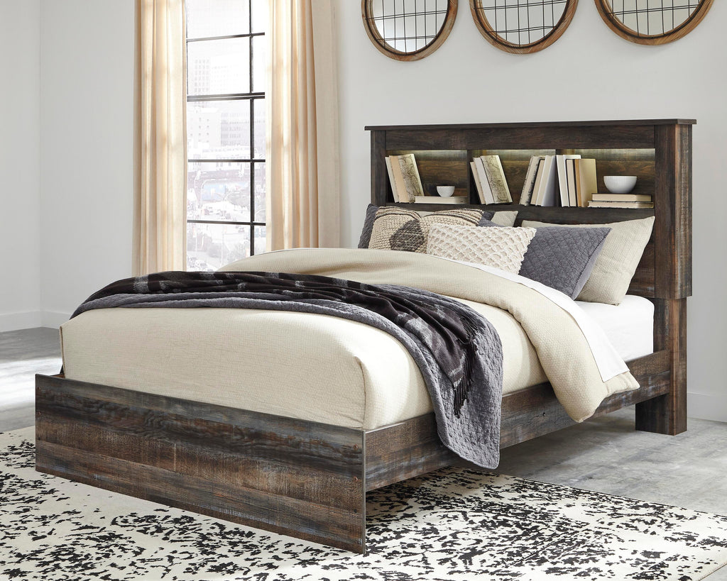 Drystan Queen Bookcase Bed in Multi, lifestyle view