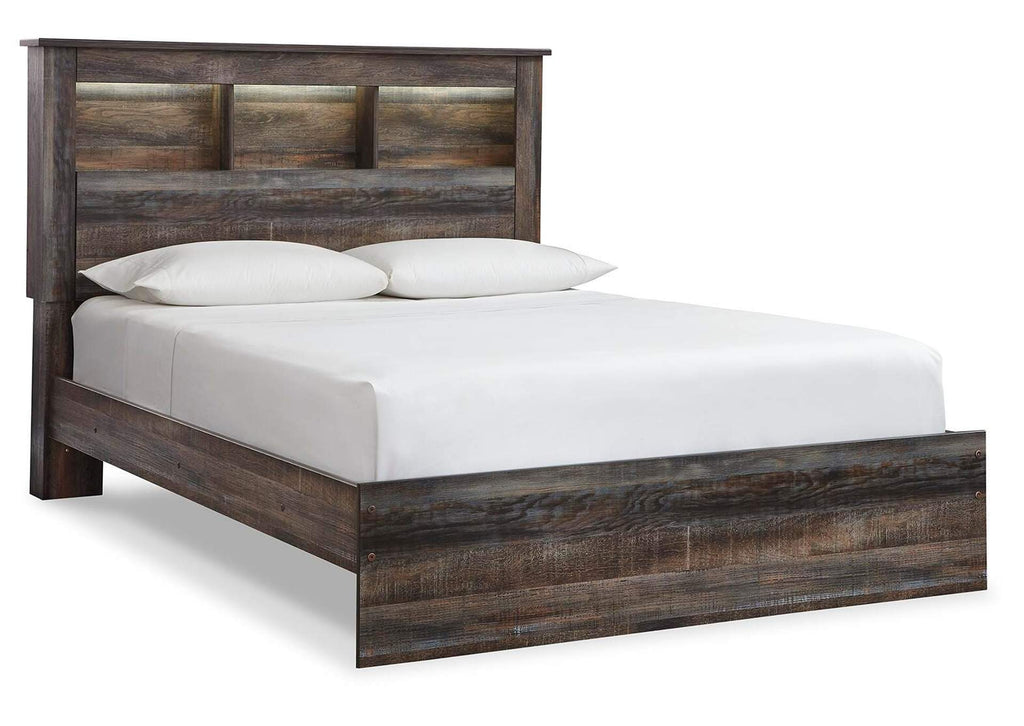 Drystan Queen Bookcase Bed, Dresser, Mirror and 2 Nightstands