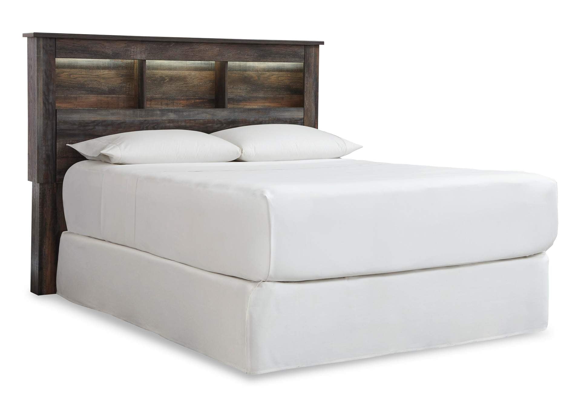 Drystan Queen/Full Bookcase Headboard Bed with Mirrored Dresser