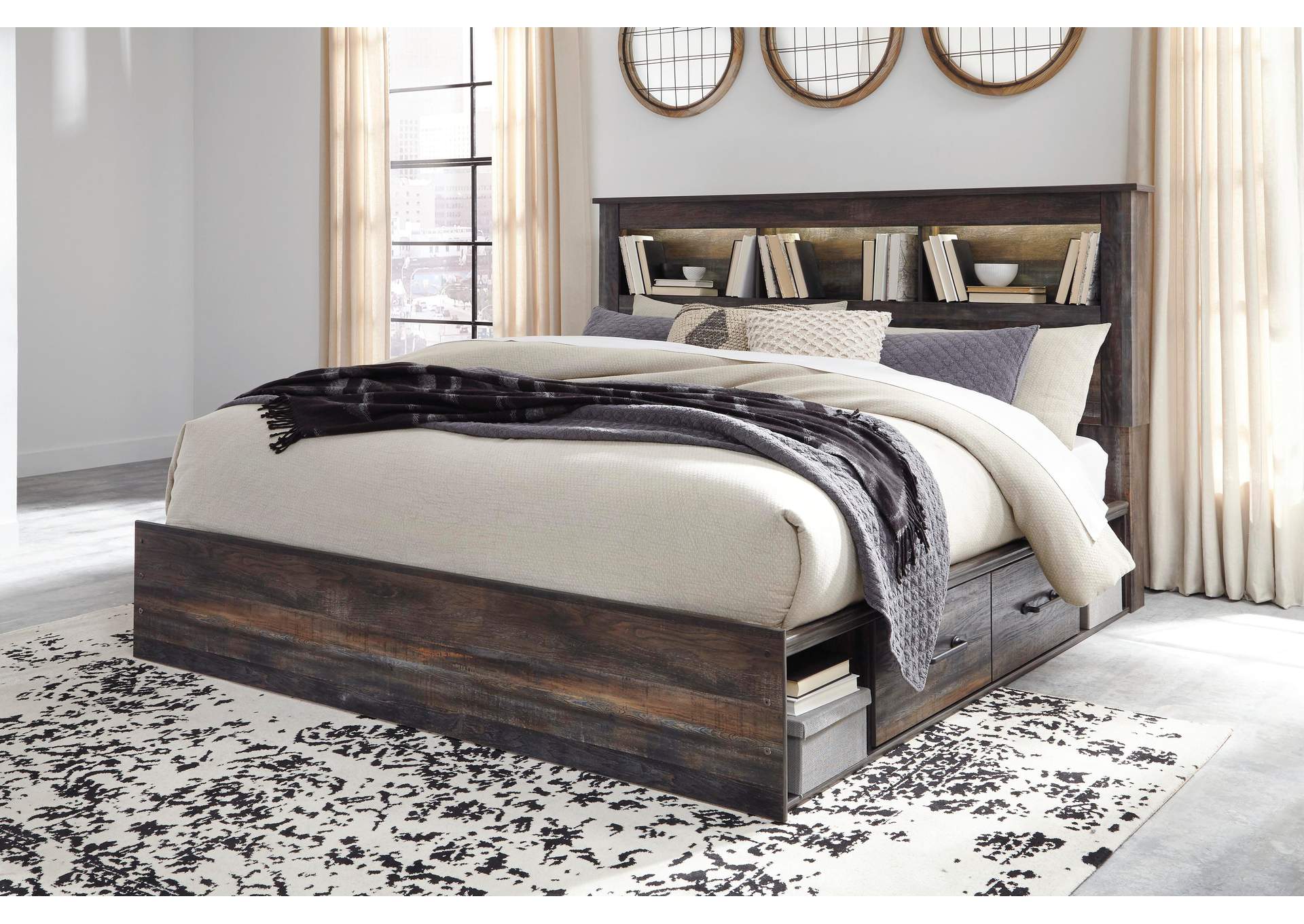 Drystan King Bookcase Bed with 2 Nightstands