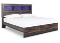 Drystan King Panel Bookcase Bed with Mirrored Dresser, Chest and 2 Nightstands