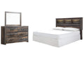 Drystan King/California King Bookcase Headboard Bed with Mirrored Dresser