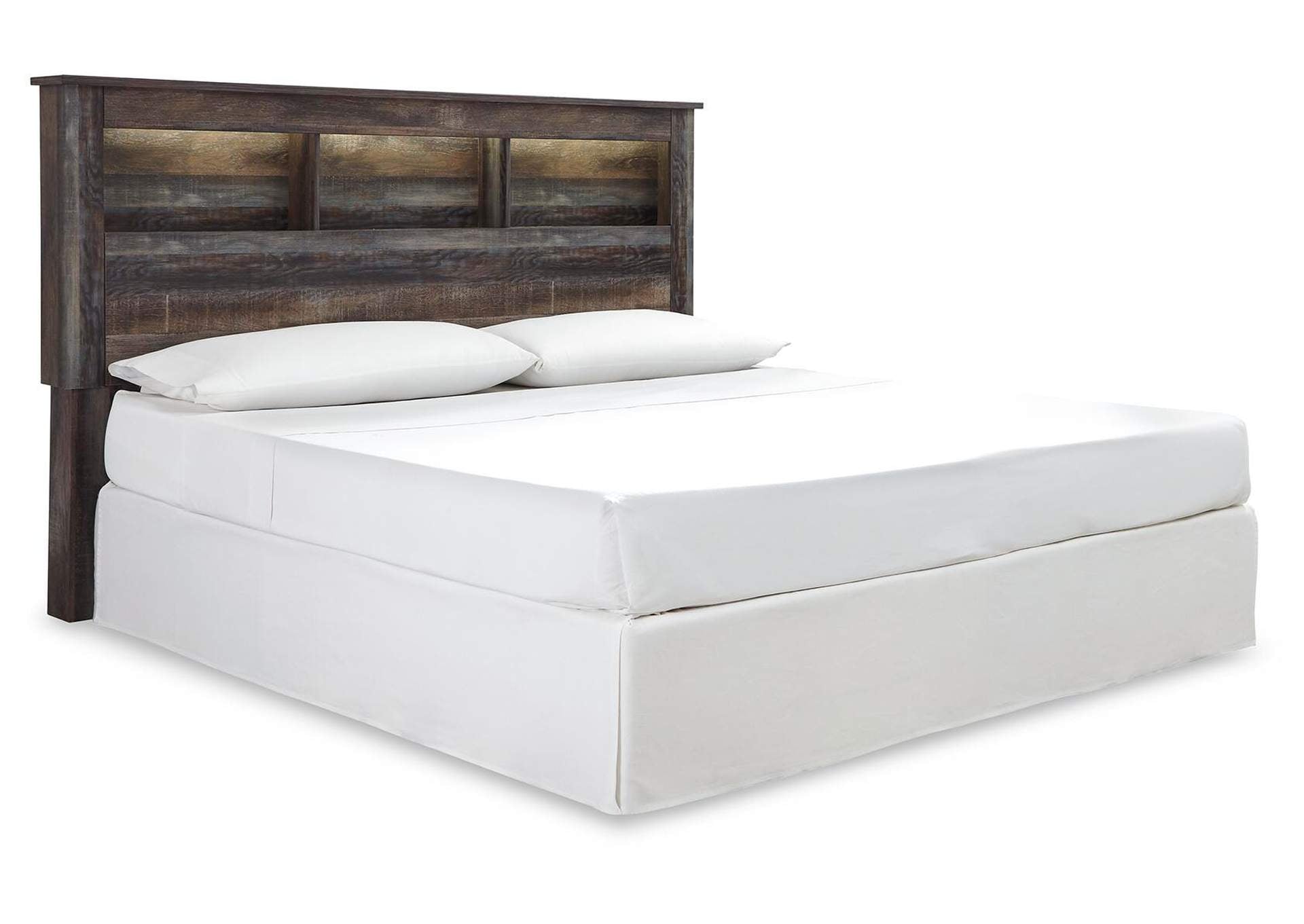 Drystan King/California King Bookcase Headboard Bed with Mirrored Dresser and Chest
