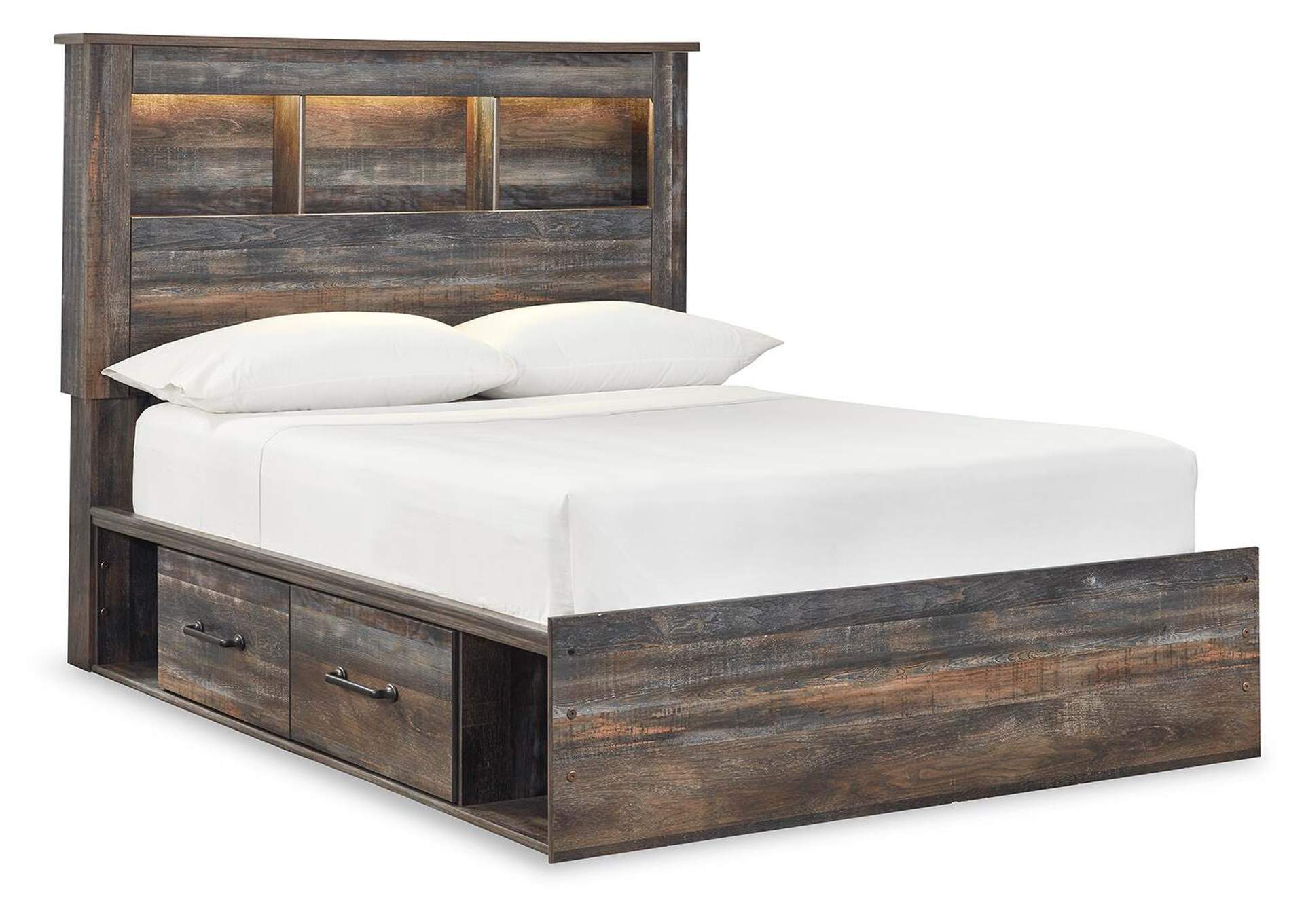 Drystan Full Bookcase Bed with 2 Storage Drawers with Dresser
