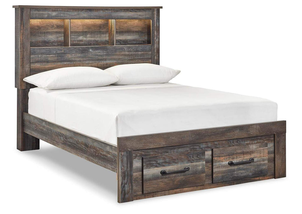 Drystan Full Bookcase Bed with 2 Storage Drawers, Dresser, Mirror, Chest and 2 Nightstands