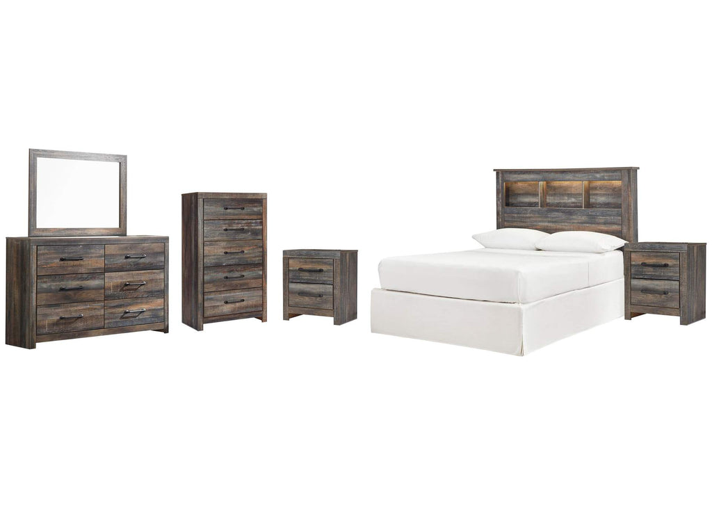 Drystan Full Bookcase Headboard, Dresser, Mirror, Chest and 2 Nightstands