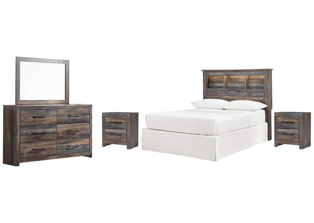 Drystan Full Bookcase Headboard, Dresser, Mirror and 2 Nightstands