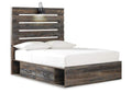 Drystan Full Panel Bed with 4 Storage Drawers with Mirrored Dresser