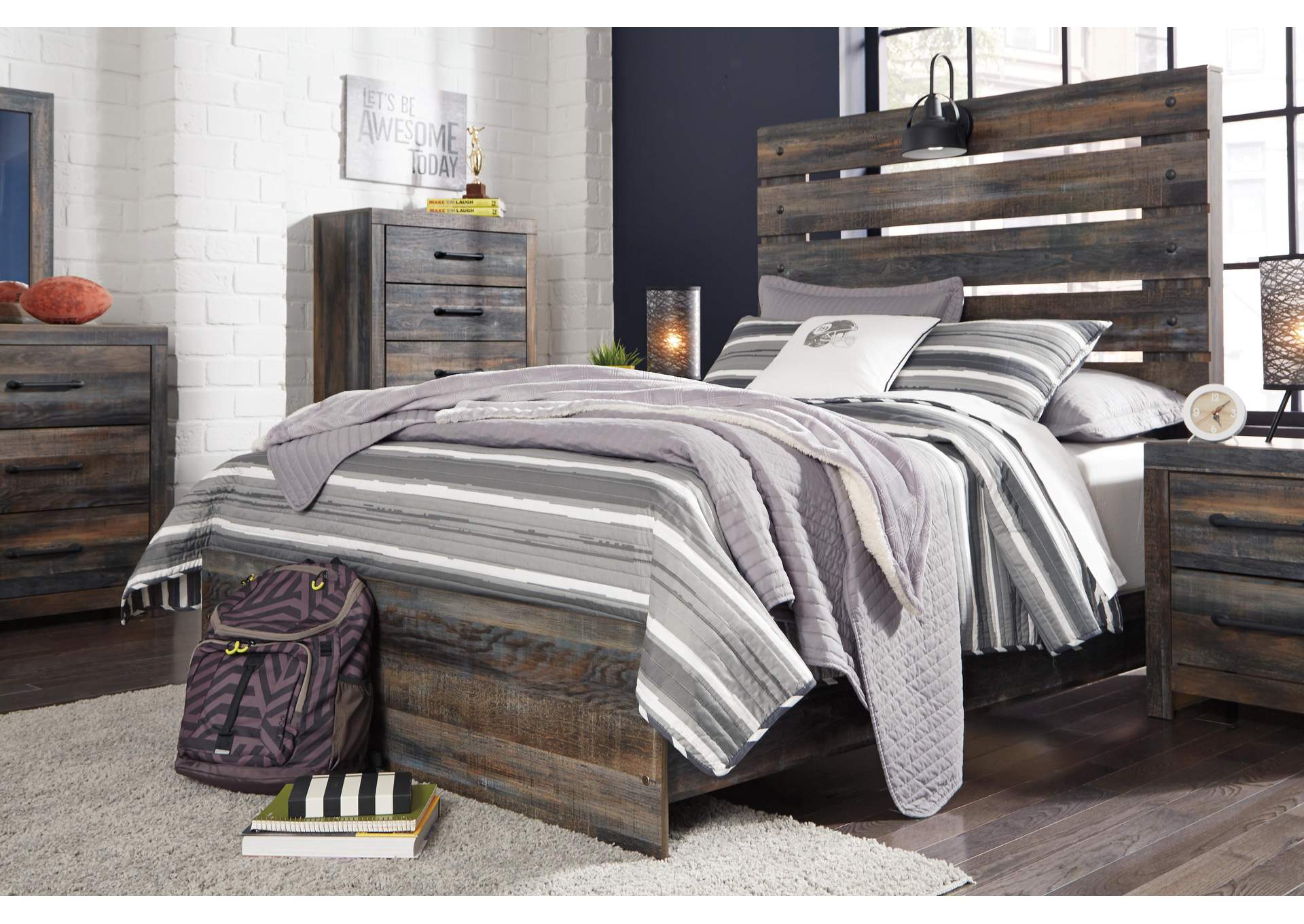 Drystan Full Panel Bed with Dresser and Nightstand