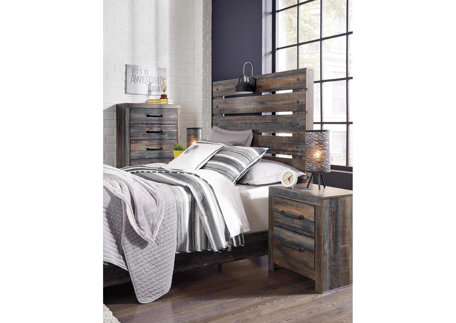 Drystan Full Panel Bed with Nightstand