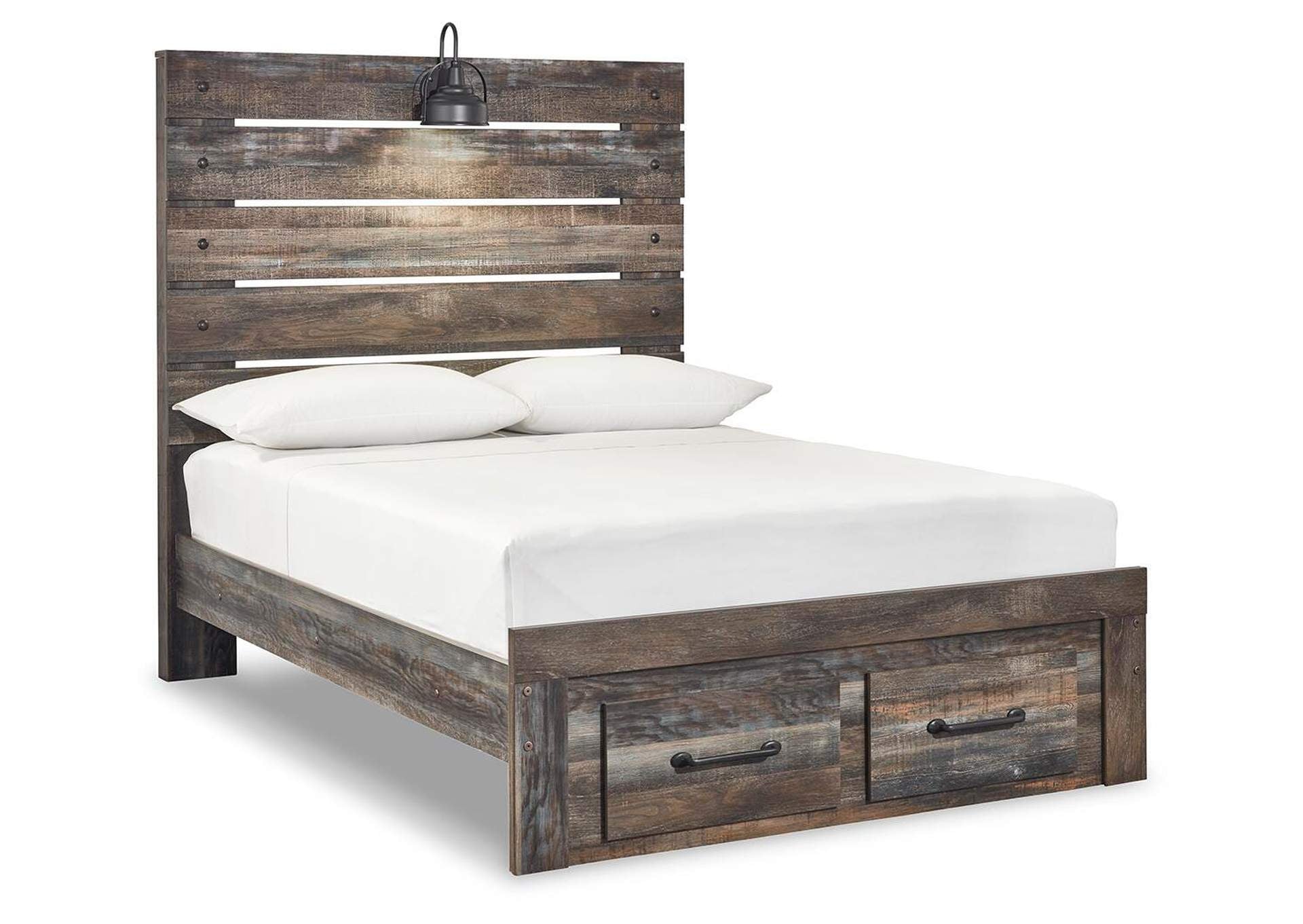 Drystan Full Panel Bed with 2 Storage Drawers with Dresser