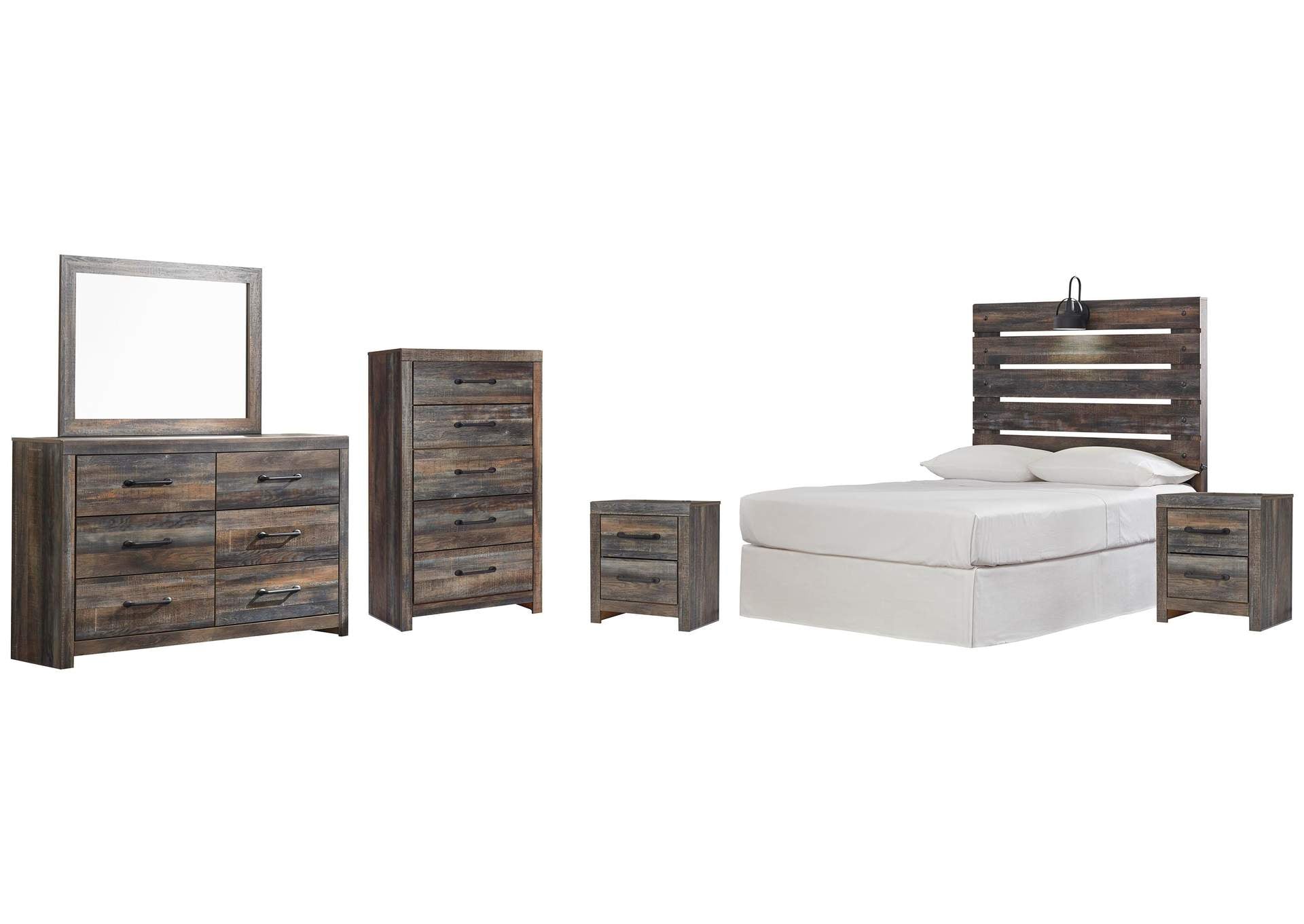 Drystan Full Panel Headboard, Dresser, Mirror, Chest and 2 Nightstands