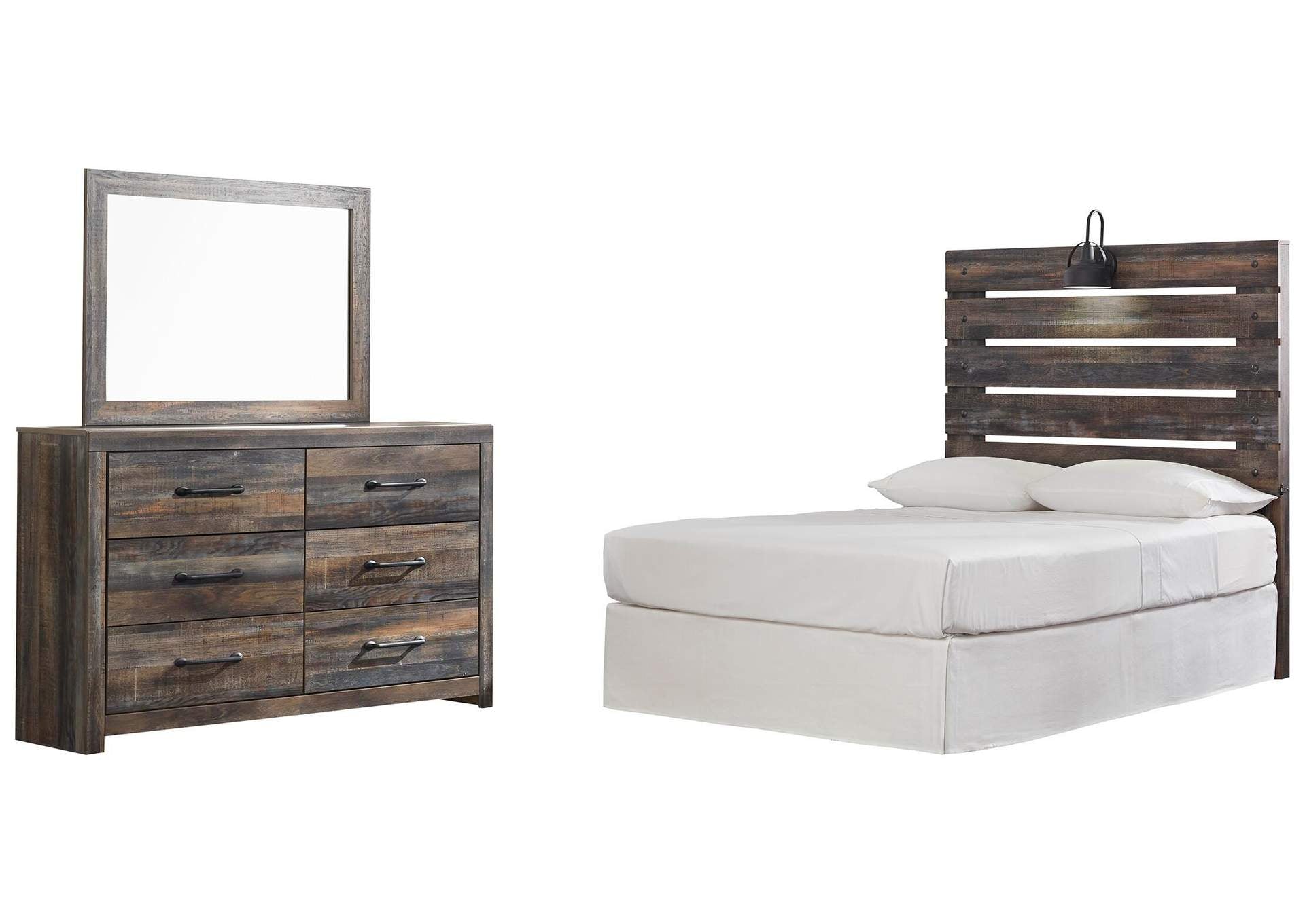 Drystan Full Panel Headboard Bed with Mirrored Dresser