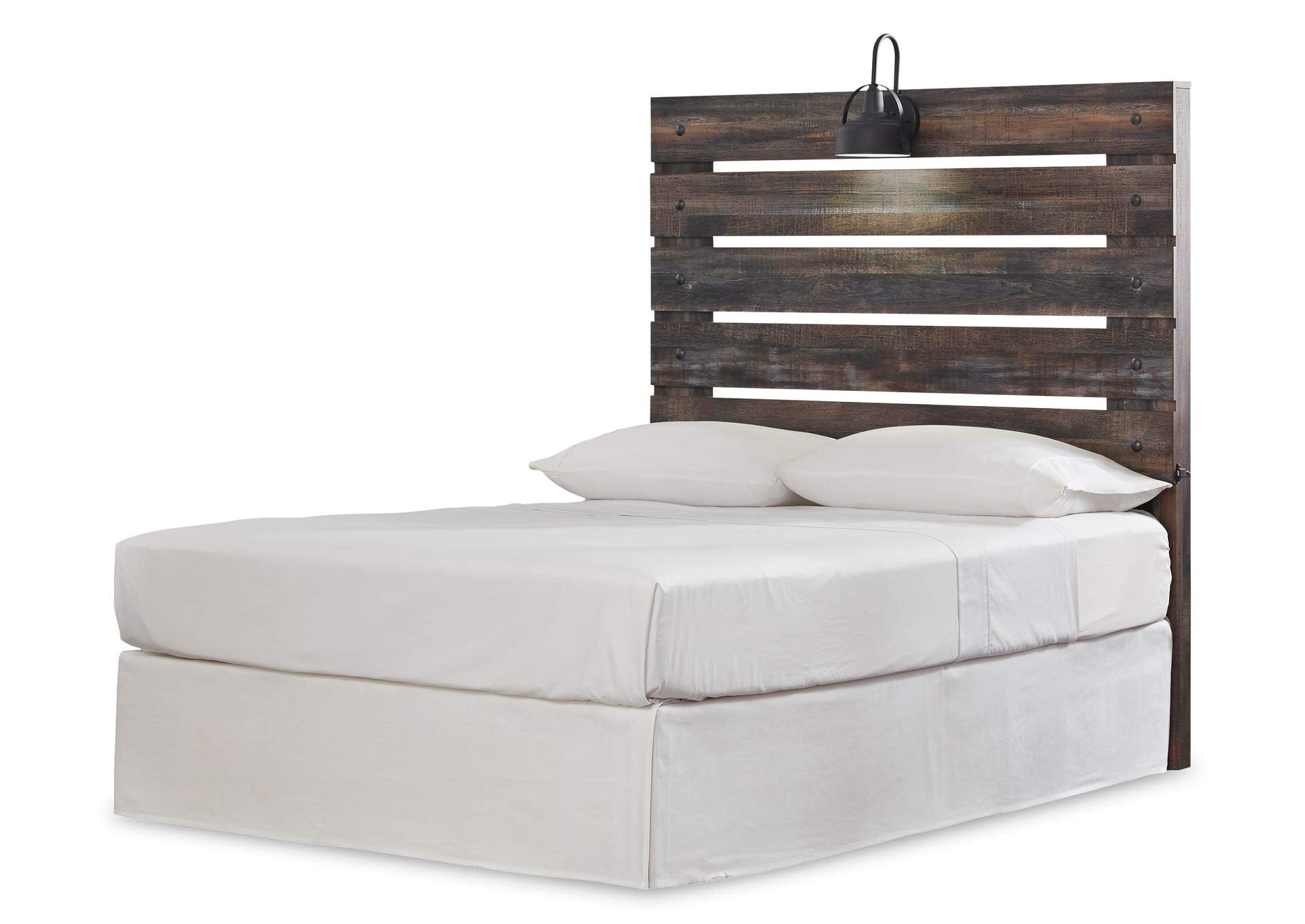 Drystan Full Panel Headboard Bed with Mirrored Dresser angled view