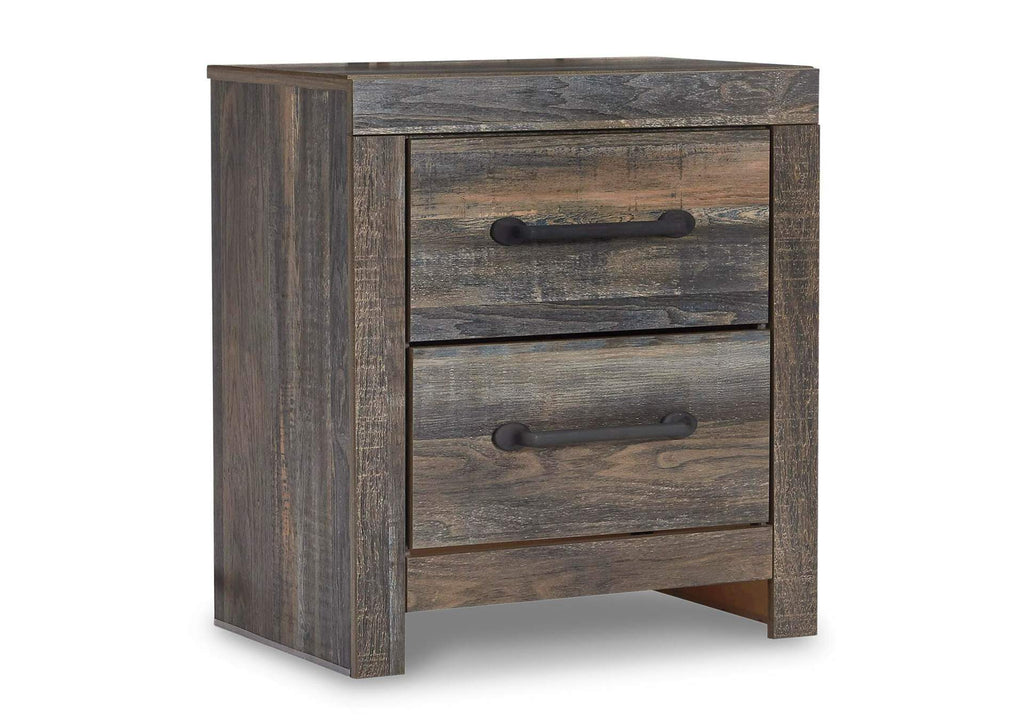 Drystan Full Bookcase Bed with 2 Storage Drawers with Mirrored Dresser and 2 Nightstands angled view
