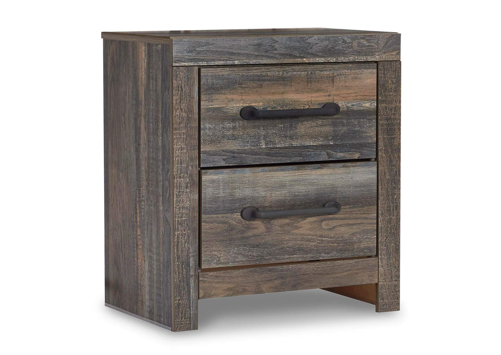 Drystan King Panel Bookcase Bed with Mirrored Dresser and 2 Nightstands angled view