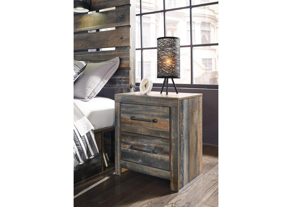 Drystan King Panel Headboard Bed with Mirrored Dresser and 2 Nightstands