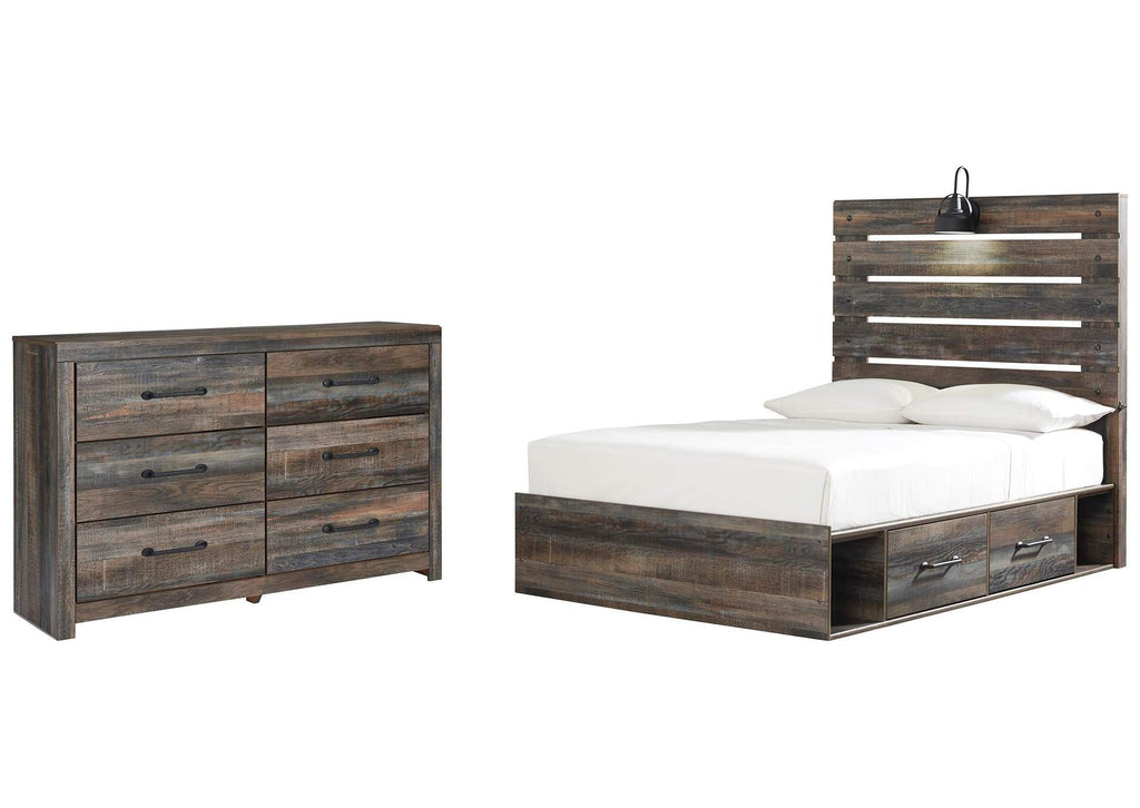 Drystan Full Panel Bed with 4 Storage Drawers with Dresser