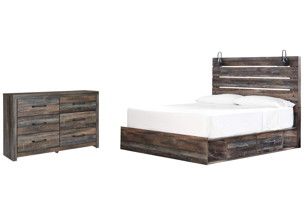Drystan King Panel Bed with 2 Storage Drawers with Dresser