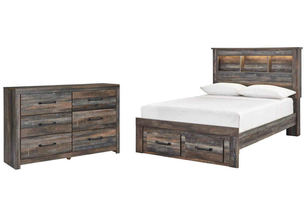 Drystan Full Bookcase Bed with 2 Storage Drawers with Dresser