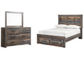 Drystan Full Bookcase Bed with 2 Storage Drawers with Mirrored Dresser