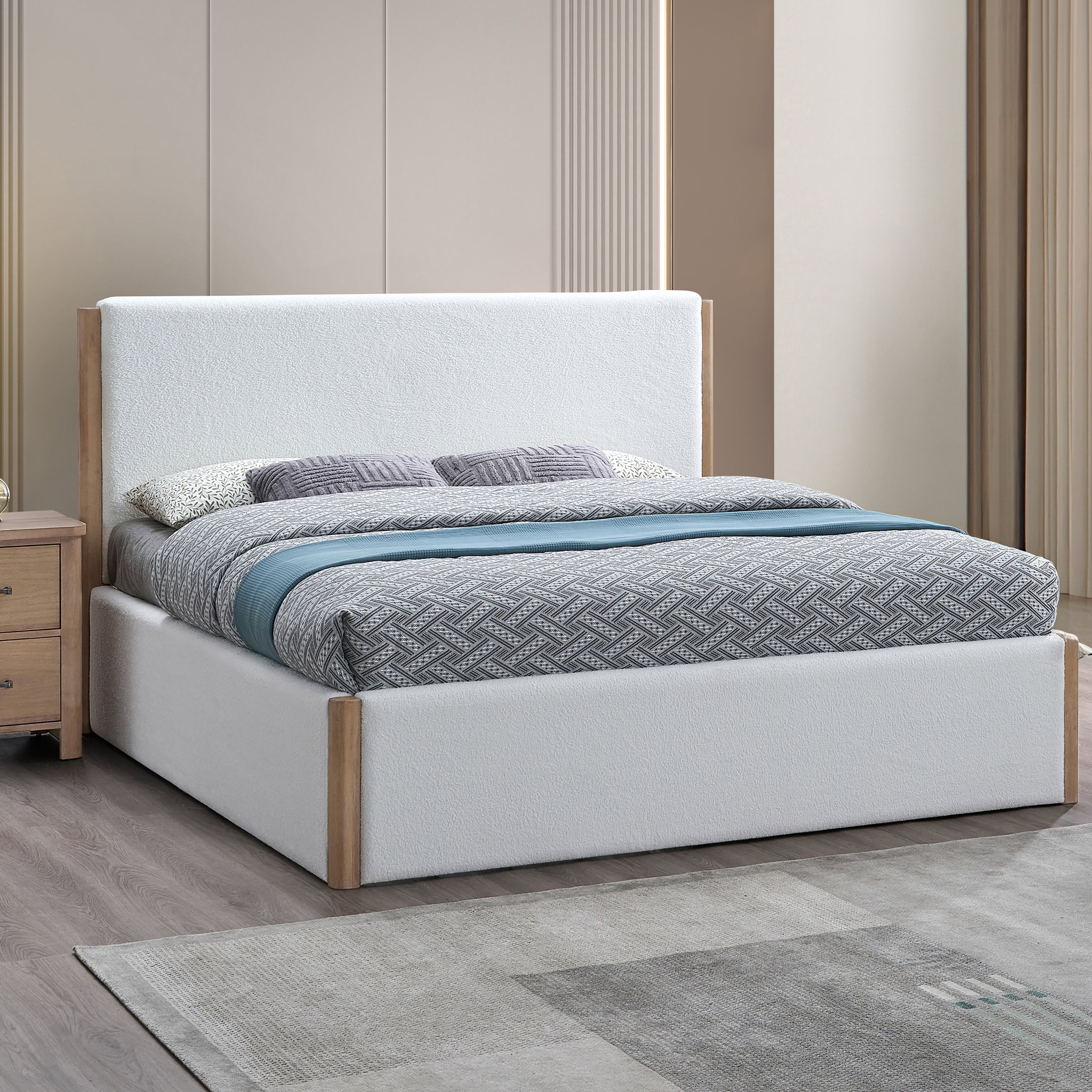 Anika Upholstered Cal King Bed - White